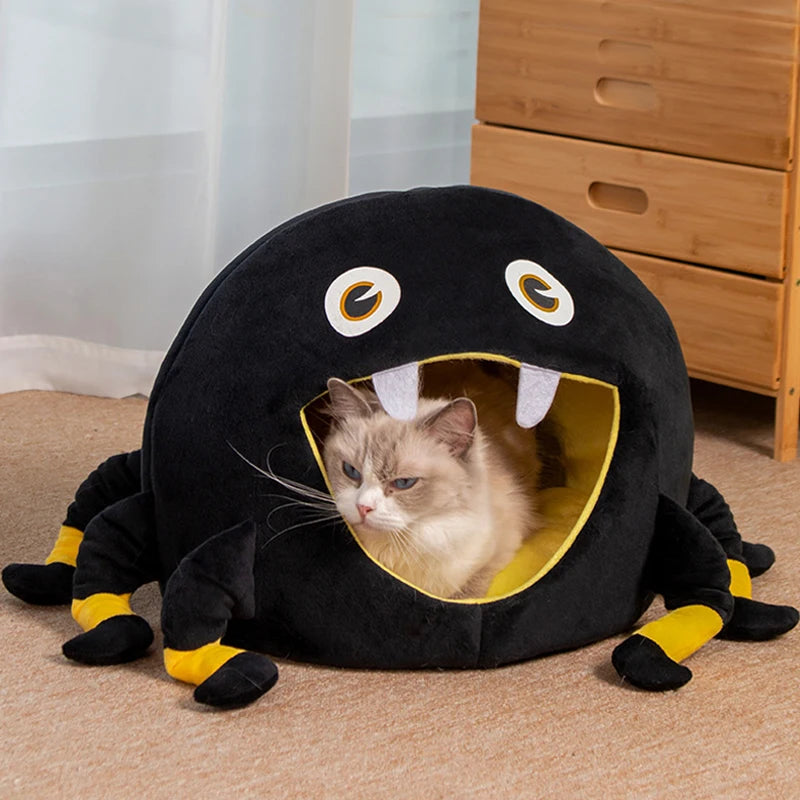 Cats Cute Spider Cat Cave Warm and Soft Creative with Anti-Slip Bottom and with Removable Cushion Cat Tent