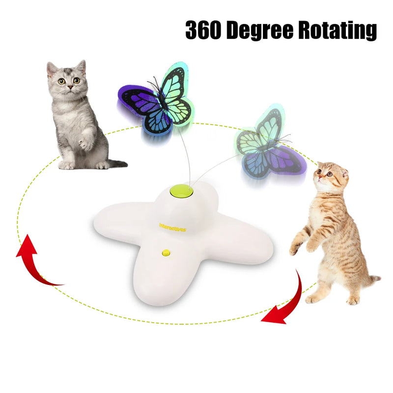 Interactive Flutter Bug Cat Toy: 360 Degree Rotating, Motion-Activated with Flashing