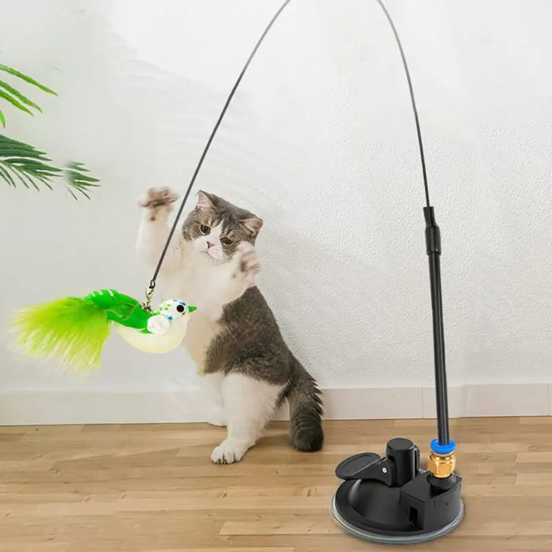 1pcs Cat Interactive Toy Simulate Bird Interactive Sucker Feather Bell Funny Cat Toys