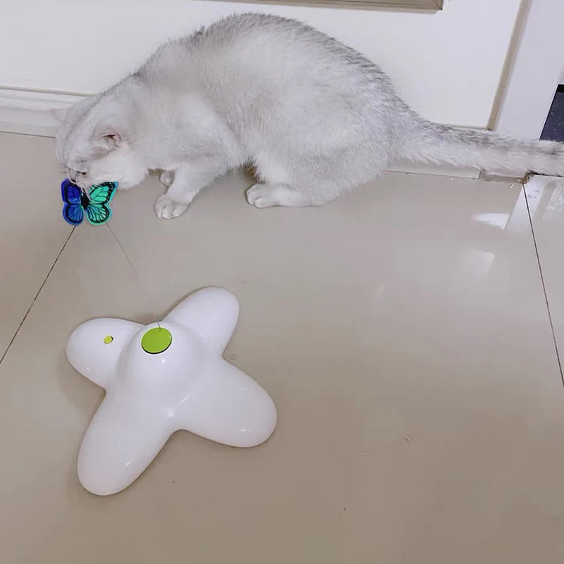 Interactive Flutter Bug Cat Toy: 360 Degree Rotating, Motion-Activated with Flashing