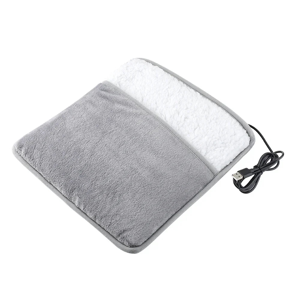 Soft plush lining inside USB foot warmer for extra comfort and warmth during cold weather.