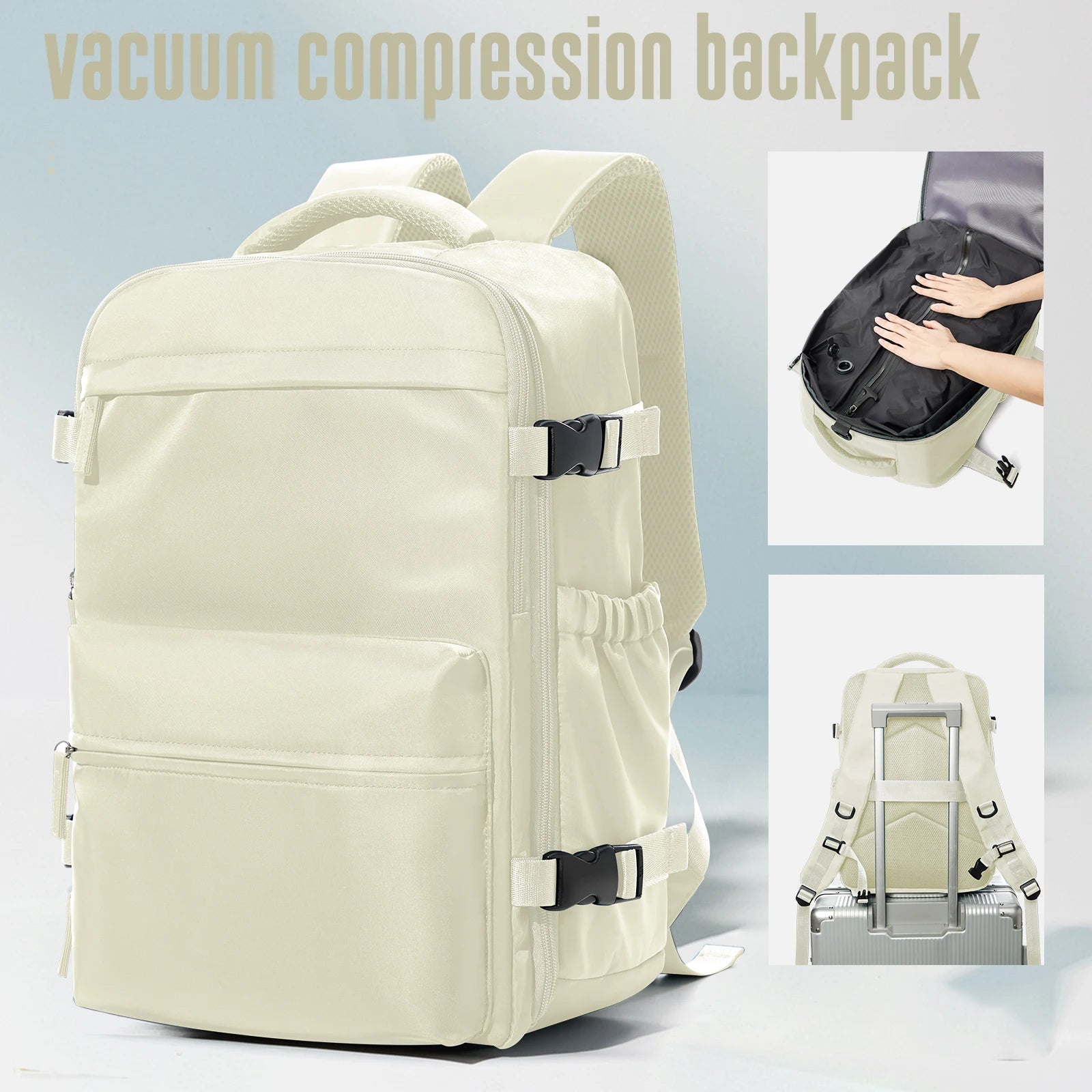 Vacuum Travel Backpack 60L – Expandable Business Laptop Bag with Air Compression Pump, Water Resistant, TSA Lock