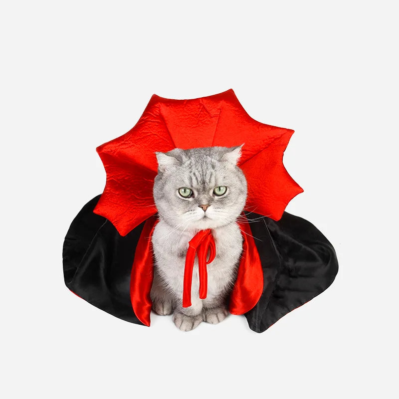 Halloween Cat Vampire Cloak Costume Halloween Adjustable Red Black Pet Cape Costume Clothes