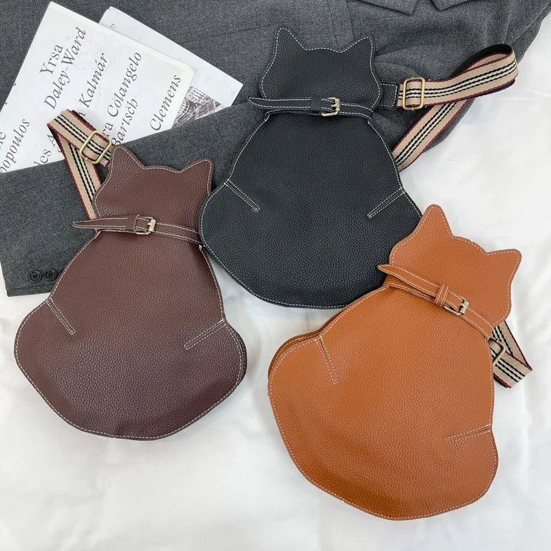 Cat Shaped Sling purse Handbags Faux Leather