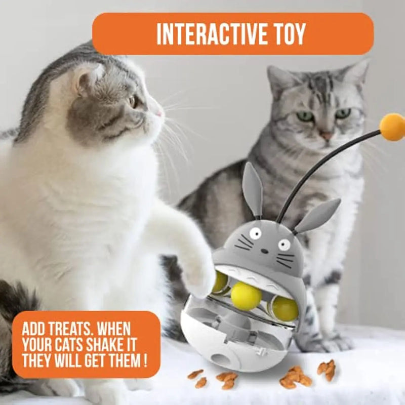 Interactive Cat Feeder Toy: Treat Dispenser and Bell Tower