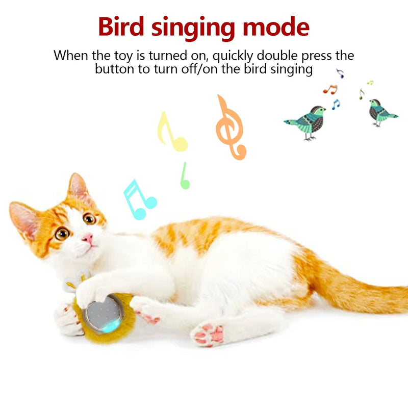 Smart Interactive Cat Toy: Rabbit Ear Ball with LED Light and Bird Sounds