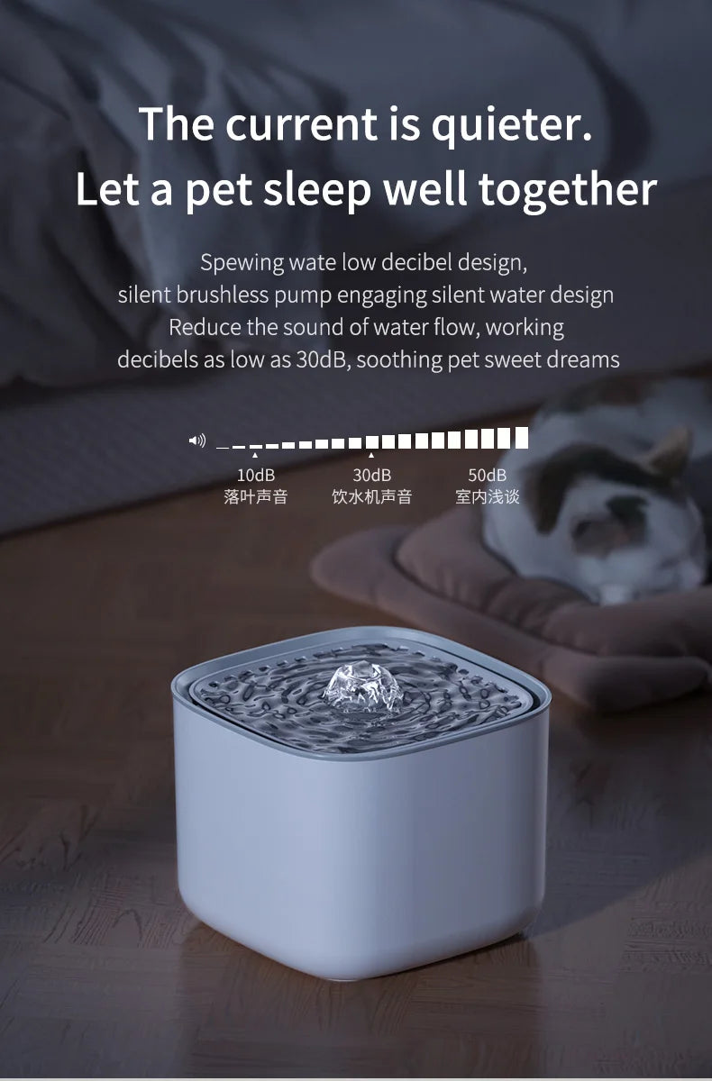 Quiet USB-powered cat dog water fountain