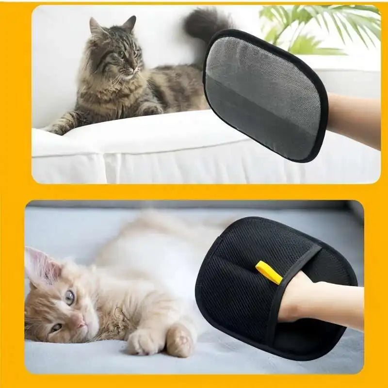 Reusable pet hair remover glove – double-sided brush for cats and dogs, 3 pack set for grooming and furniture cleaning