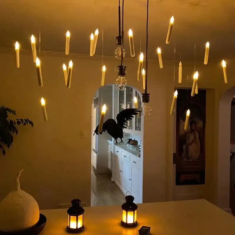 Floating Magic Candles – LED Flickering Halloween Lights with Wand Remote