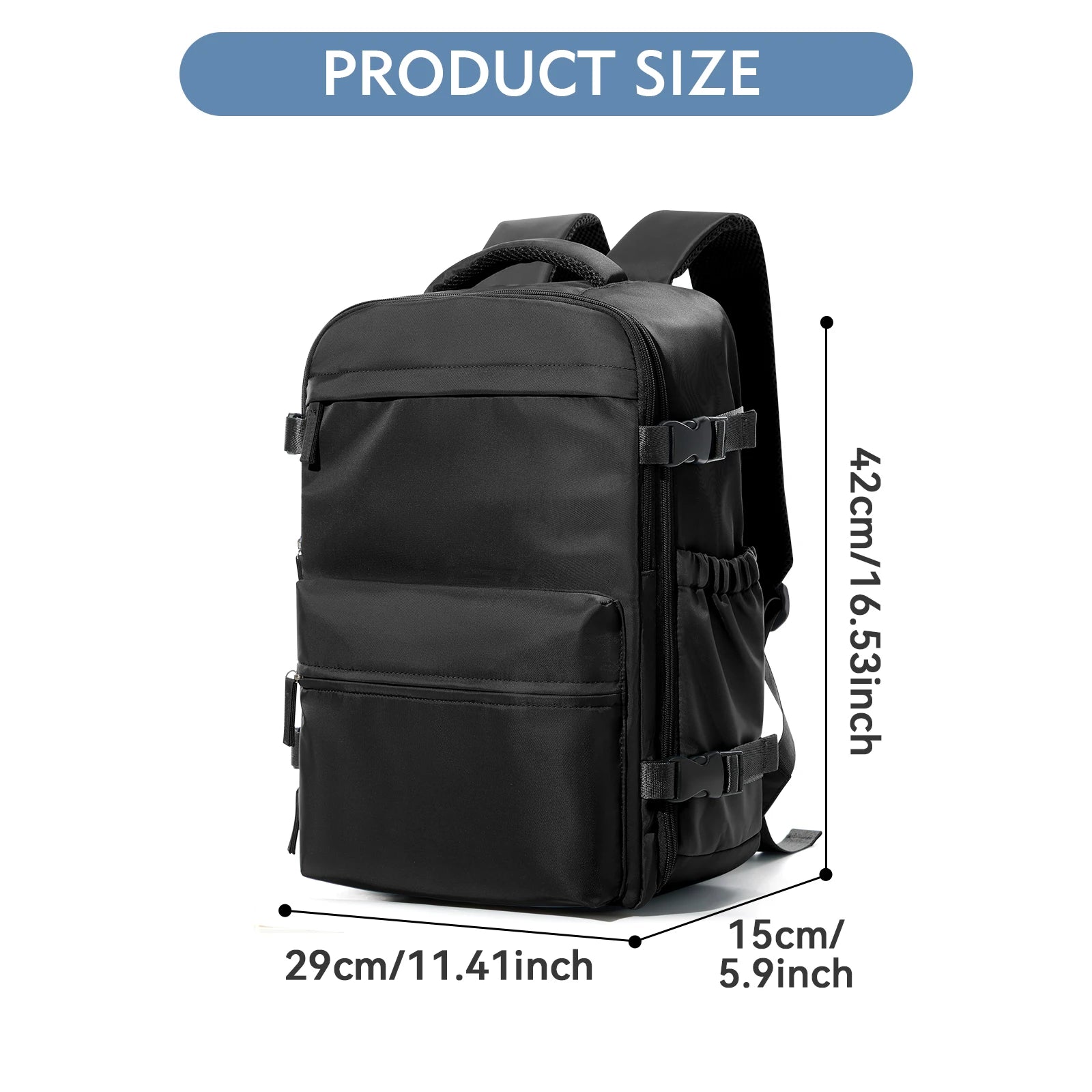 Vacuum Travel Backpack 60L – Expandable Business Laptop Bag with Air Compression Pump, Water Resistant, TSA Lock