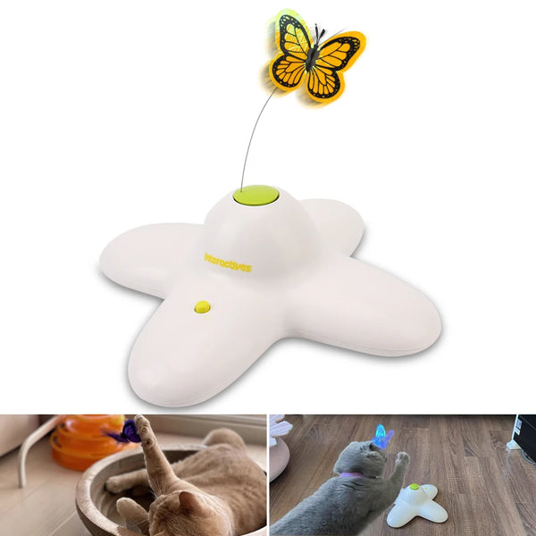 Interactive Flutter Bug Cat Toy: 360 Degree Rotating, Motion-Activated with Flashing