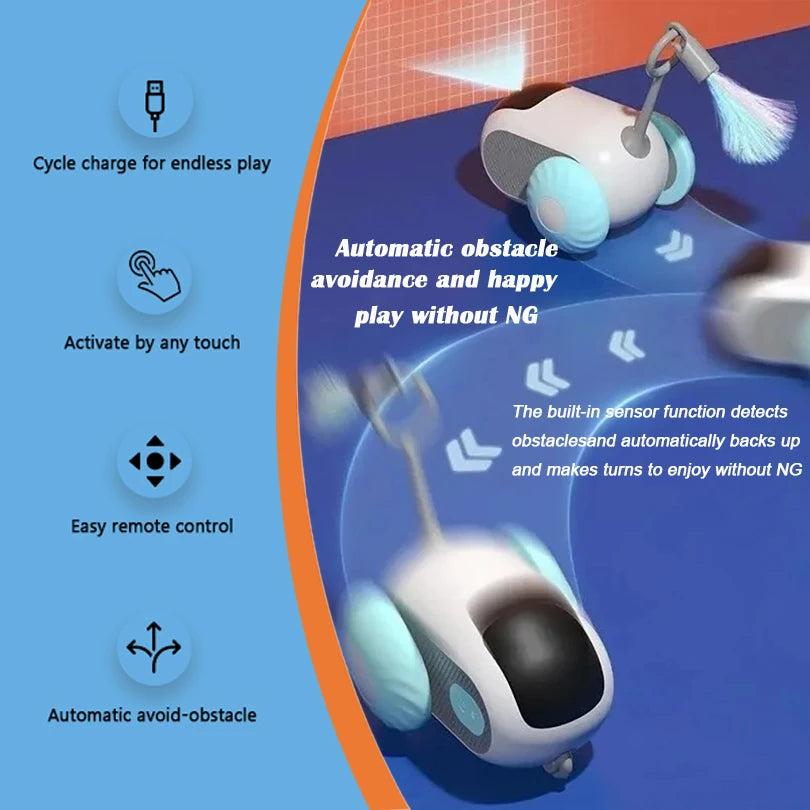 Remote Control Smart Electric Cat Toy,Interactive Cat Toys for Indoor Cats,Gravity Automatic Mobile Car Toy