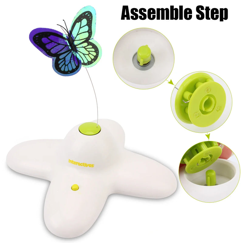 Interactive Flutter Bug Cat Toy: 360 Degree Rotating, Motion-Activated with Flashing