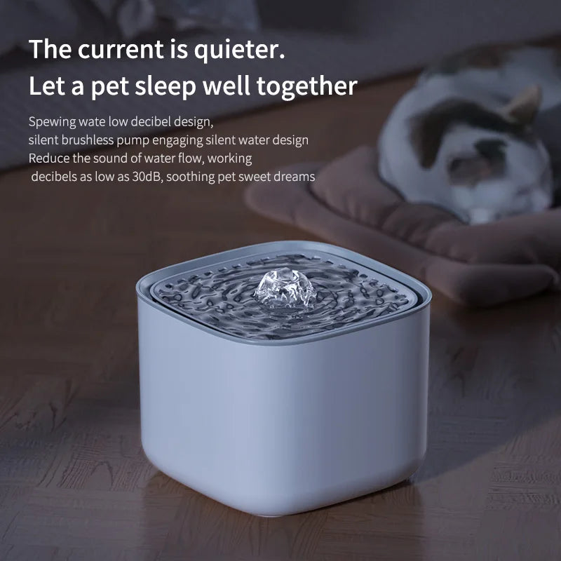 Quiet USB-powered cat dog water fountain