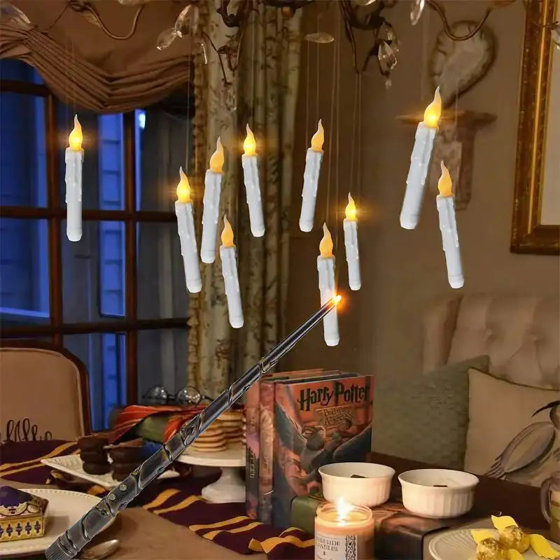 Floating Magic Candles – LED Flickering Halloween Lights with Wand Remote