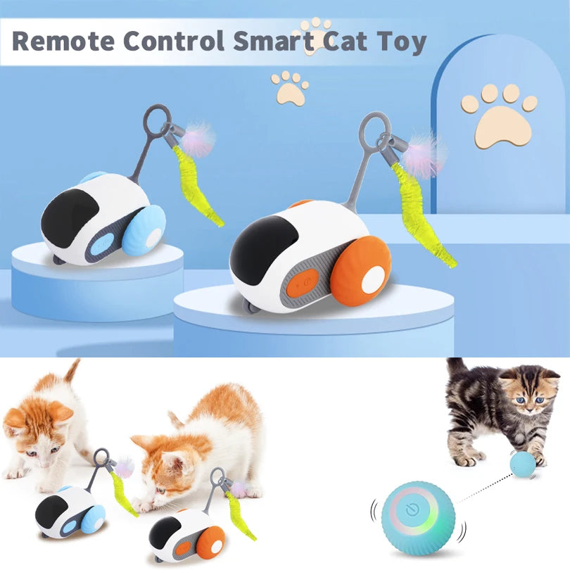 Remote Control Smart Electric Cat Toy,Interactive Cat Toys for Indoor Cats,Gravity Automatic Mobile Car Toy