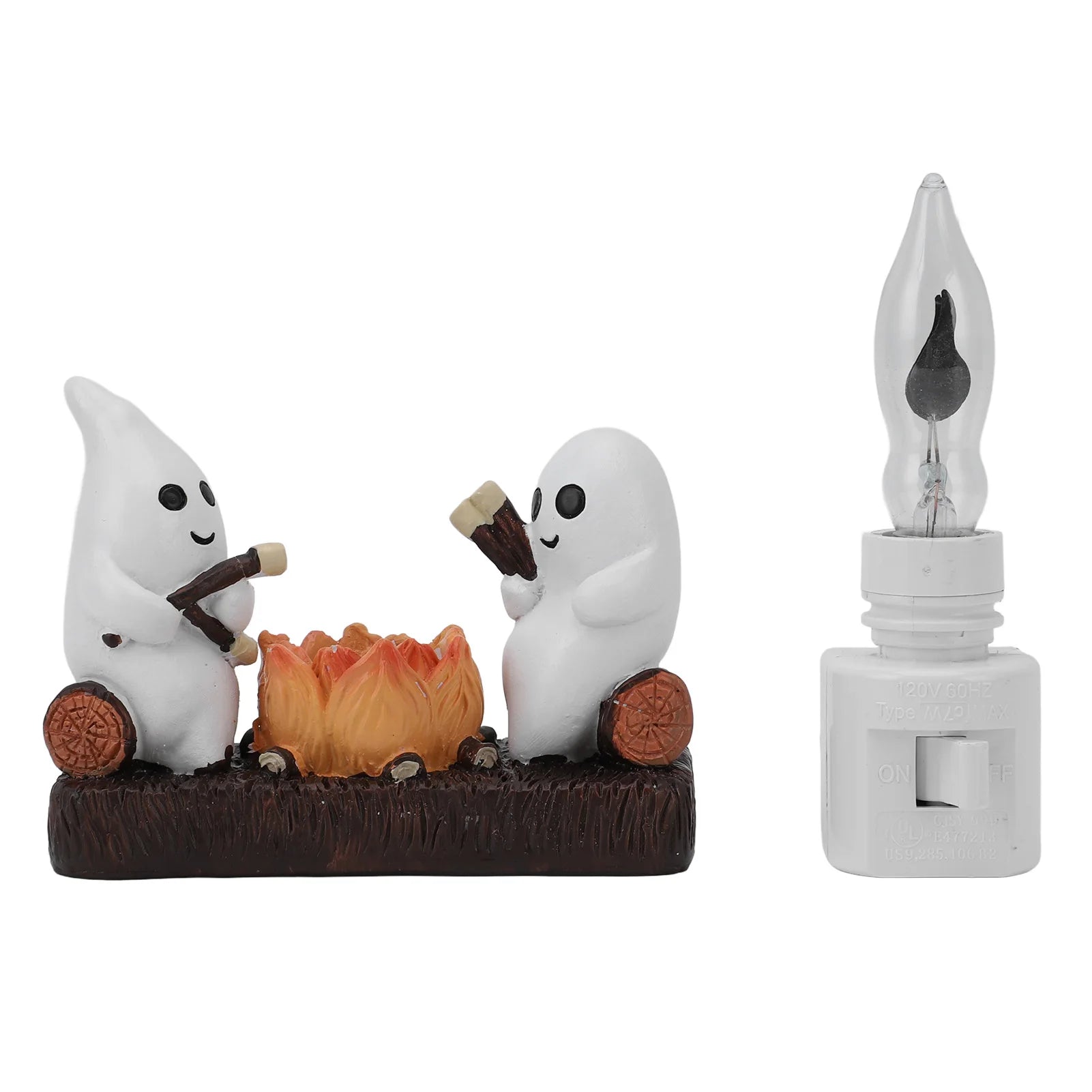 Ghost Campfire Night Light – Cute Flickering Halloween Lamp for Home Décor