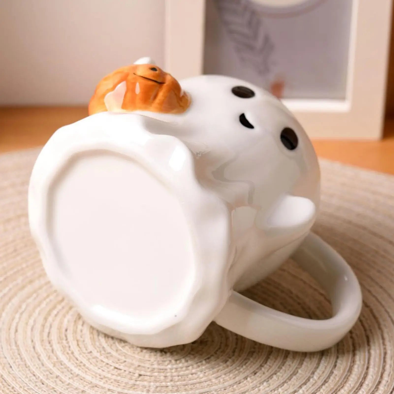Halloween Ghost Mug – Cute Ceramic Coffee Cup with Pumpkin, Funny Gift for Home & Office