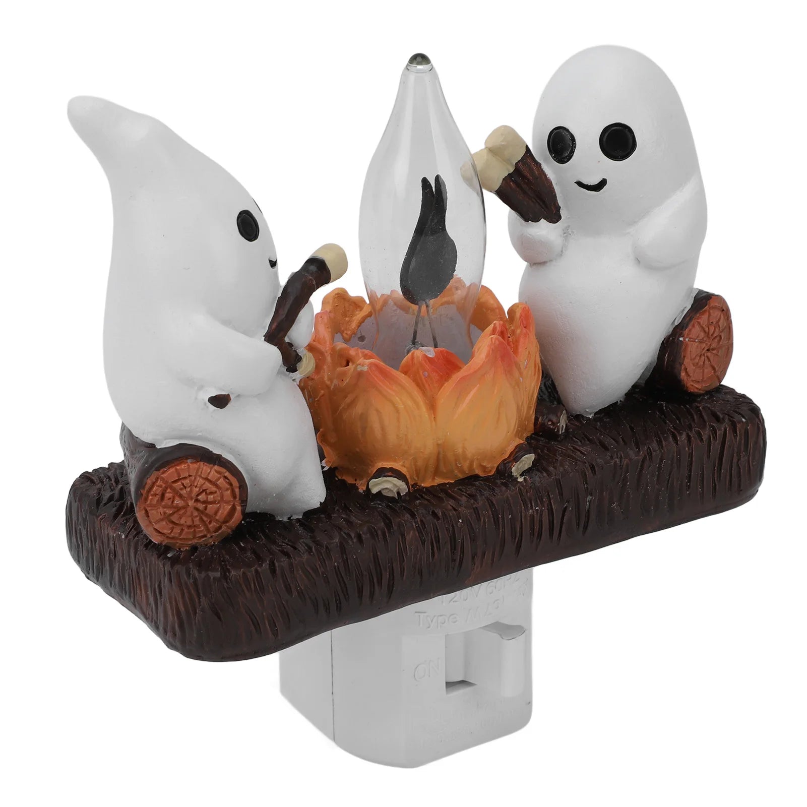 Ghost Campfire Night Light – Cute Flickering Halloween Lamp for Home Décor