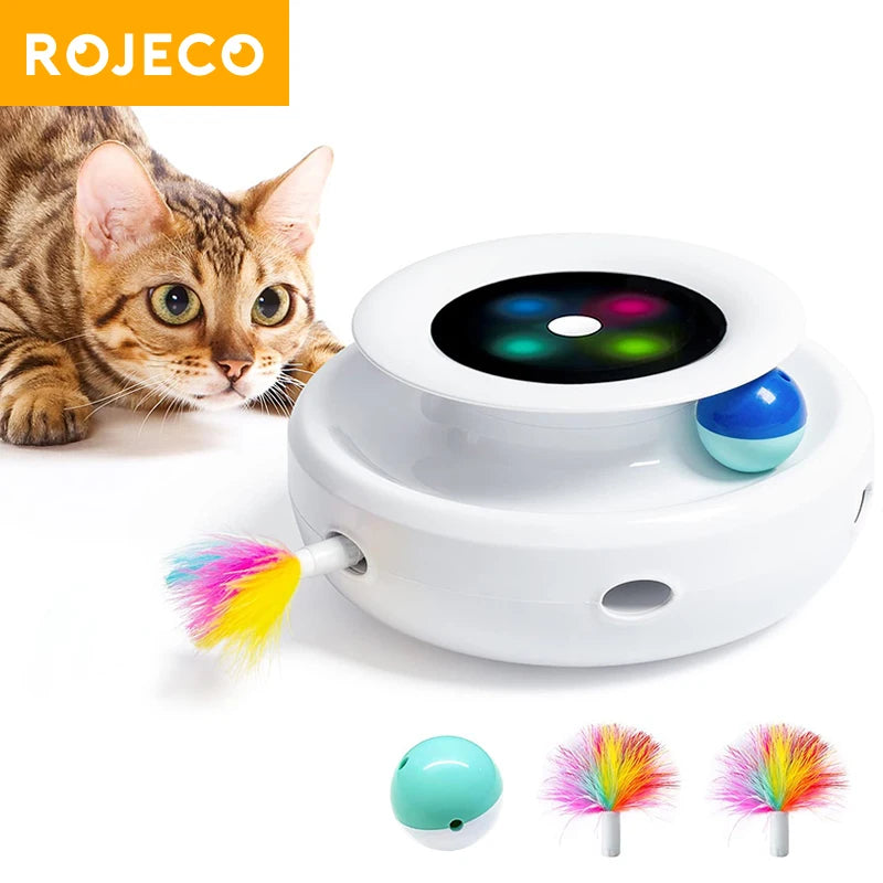 2-in-1 Smart Feather Ball Toy Set: Electronic Interactive Pet Toy with 5 Modes