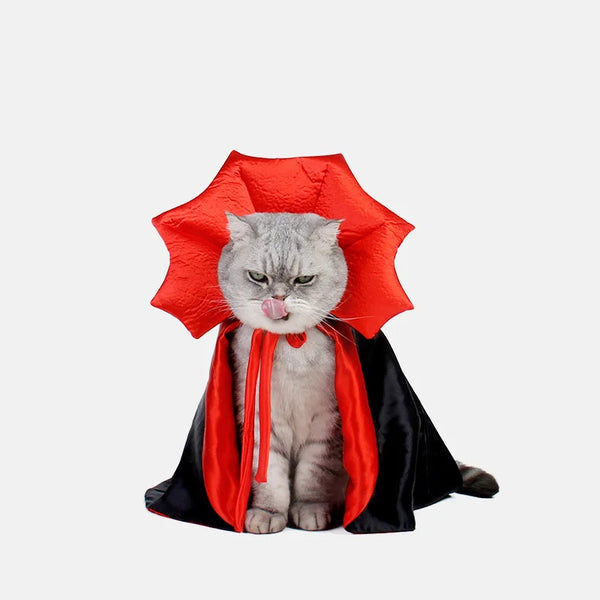 Halloween Cat Vampire Cloak Costume Halloween Adjustable Red Black Pet Cape Costume Clothes