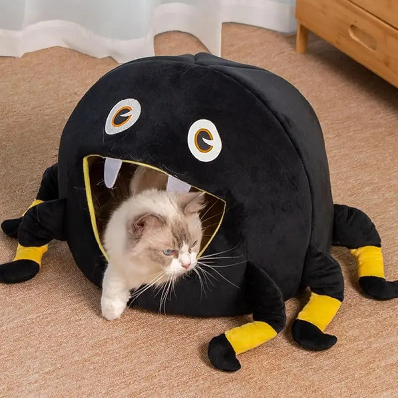 Cats Cute Spider Cat Cave Warm and Soft Creative with Anti-Slip Bottom and with Removable Cushion Cat Tent