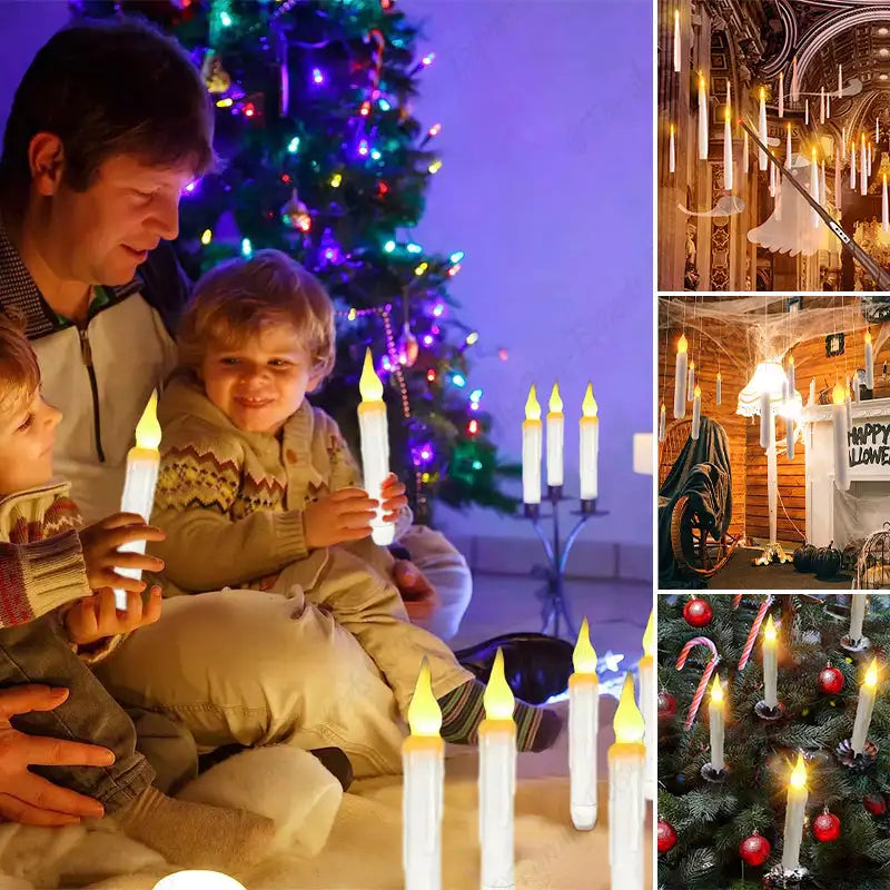 Floating Magic Candles – LED Flickering Halloween Lights with Wand Remote