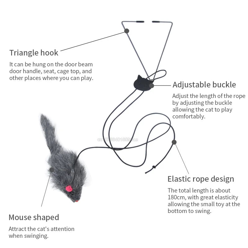 Self Play Hanging Door Cat Mouse Toys for Bored Indoor Adult Cats Kitten,Interactive Cat Mice Toys for Hunting Exercising Eliminating Boredom, for All Breeds