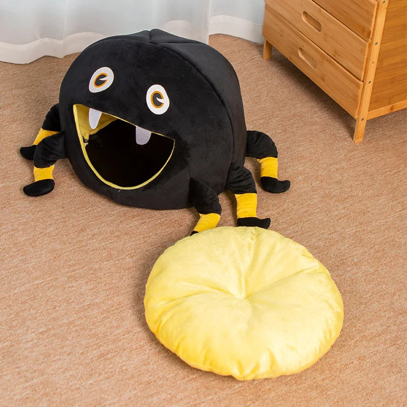 Cats Cute Spider Cat Cave Warm and Soft Creative with Anti-Slip Bottom and with Removable Cushion Cat Tent