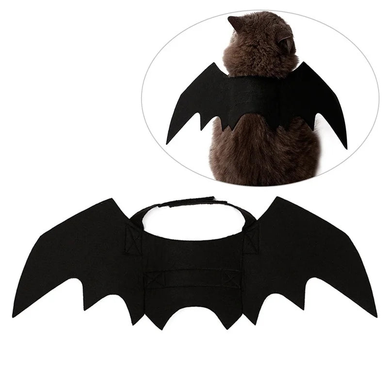 Bat Wings Costume, Small, Black Felt, for Dogs & Cats, Halloween Pet Apparel