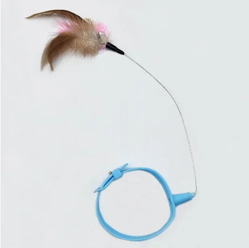 Cat Collar Toy, New Premium Teasing Wand with Colorful Natural Feathers and Bell, Lightweight Silicone for Extra Comfort, Interactive Self Playing Toys for Indoor Kittens