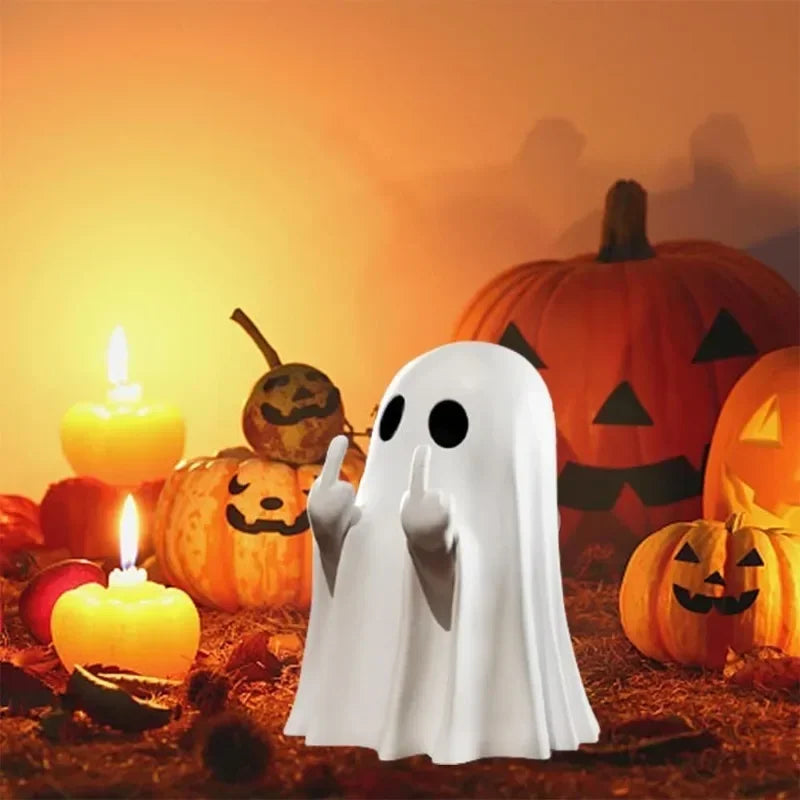 Funny Halloween Ghost Figurine – Spooky Resin Statue for Home & Party Décor