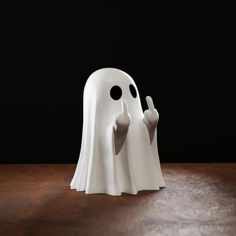 Funny Halloween Ghost Figurine – Spooky Resin Statue for Home & Party Décor