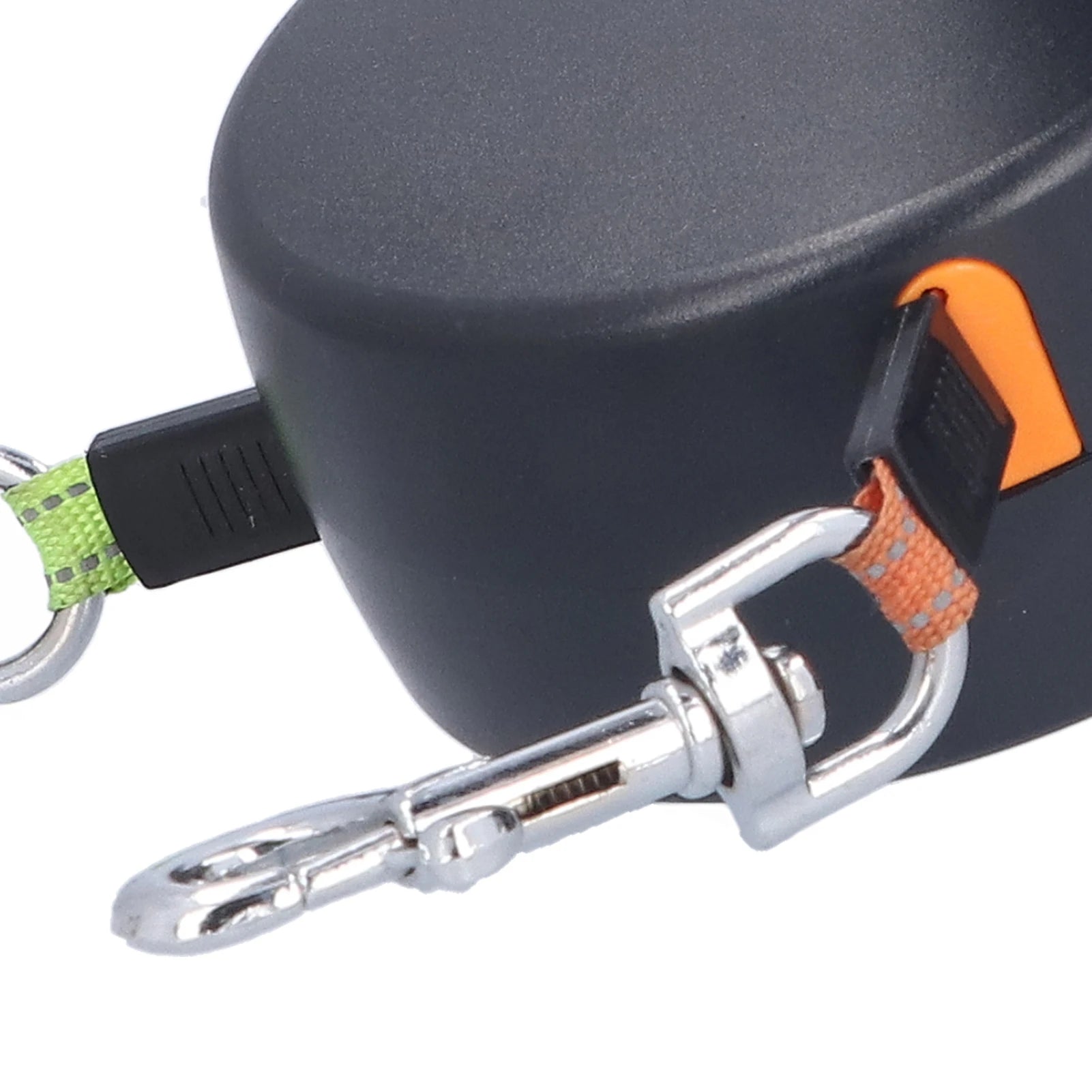 Retractable double dog leash for two dogs with ergonomic handle, black color