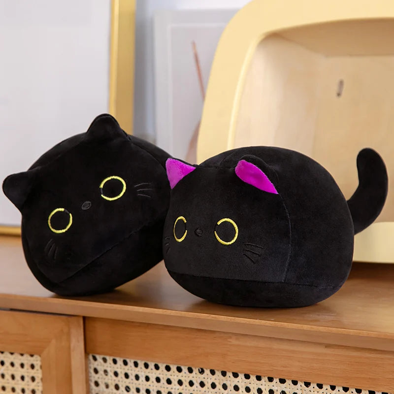 Giant Black Cat Plushie Kawaii Cat Plush Pillow, Halloween Black Cat Decor Plush Toys Halloween Plush Gift for Kids