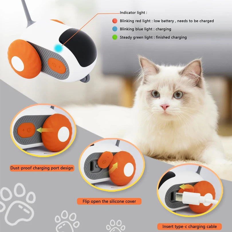 Remote Control Smart Electric Cat Toy,Interactive Cat Toys for Indoor Cats,Gravity Automatic Mobile Car Toy