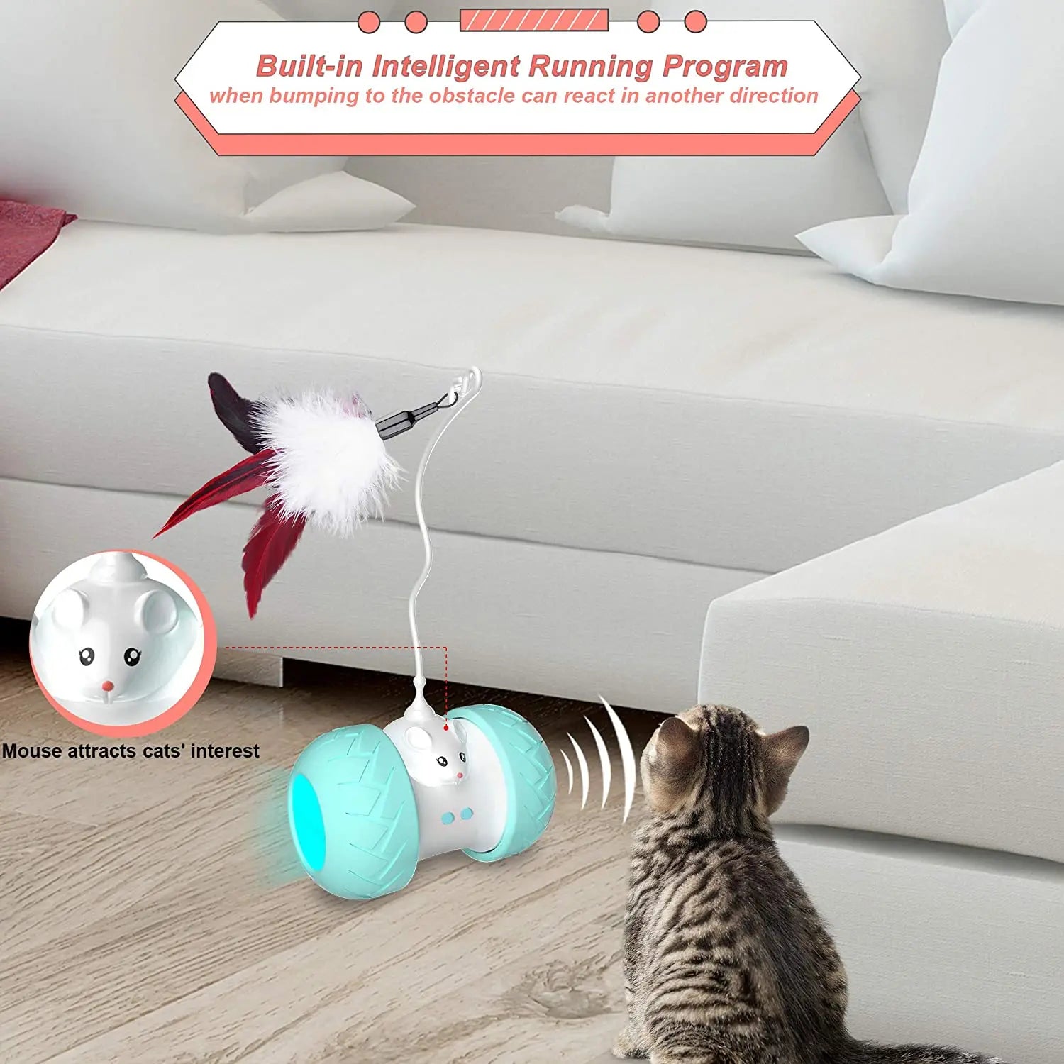 Automatic Interactive Cat Toys: Electronic Kitten Play with Mouse and Feathers