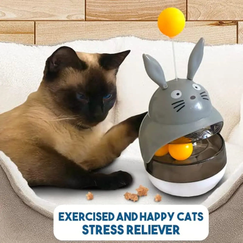 Interactive Cat Feeder Toy: Treat Dispenser and Bell Tower