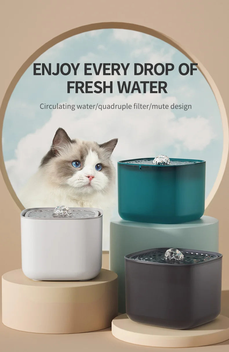 Quiet USB-powered cat dog water fountain