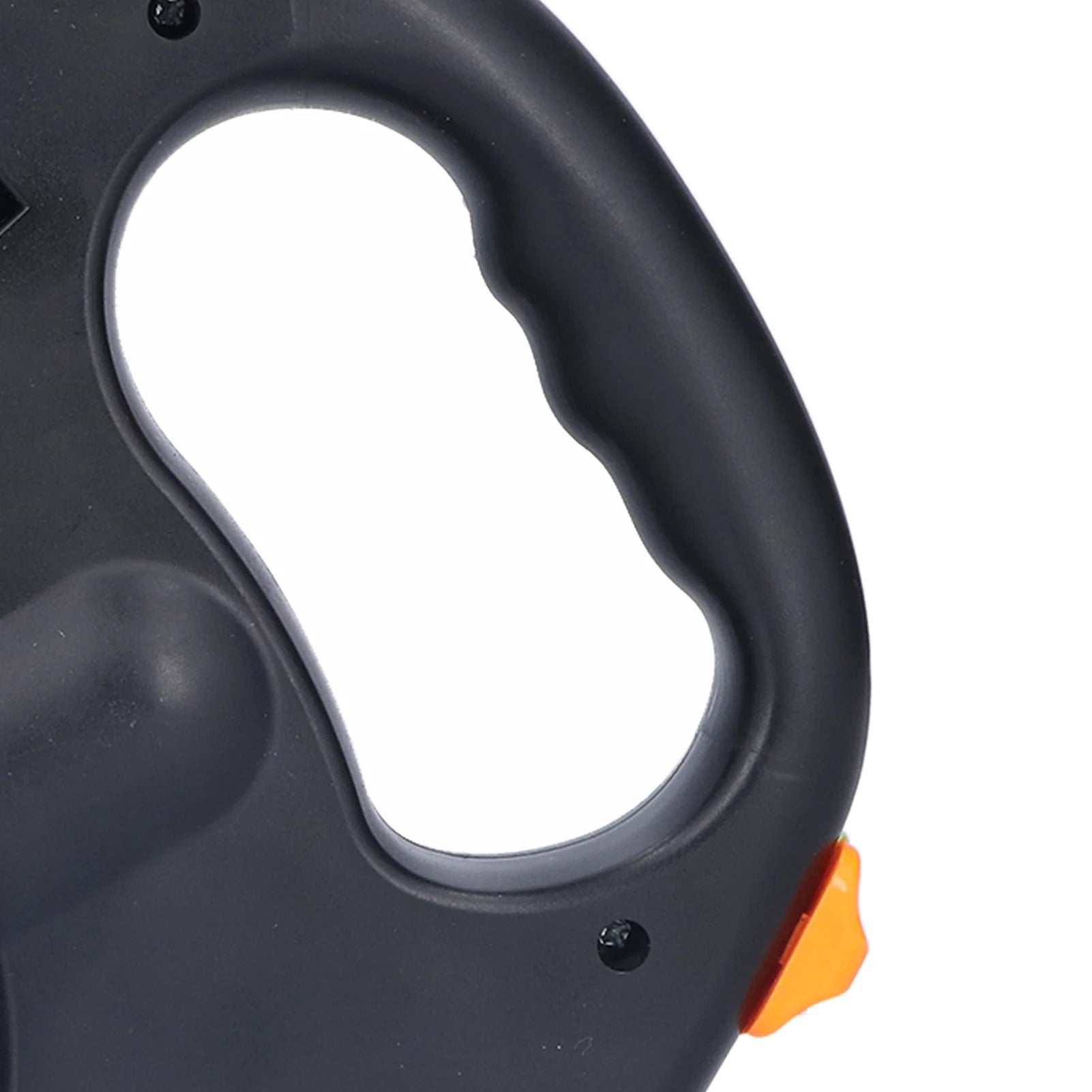 Retractable double dog leash for two dogs with ergonomic handle, black color