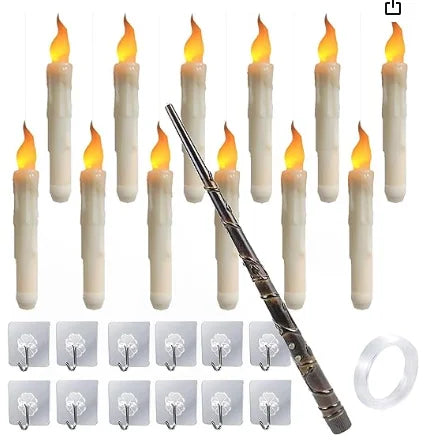 Floating Magic Candles – LED Flickering Halloween Lights with Wand Remote
