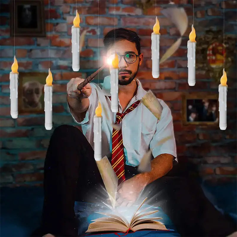 Floating Magic Candles – LED Flickering Halloween Lights with Wand Remote