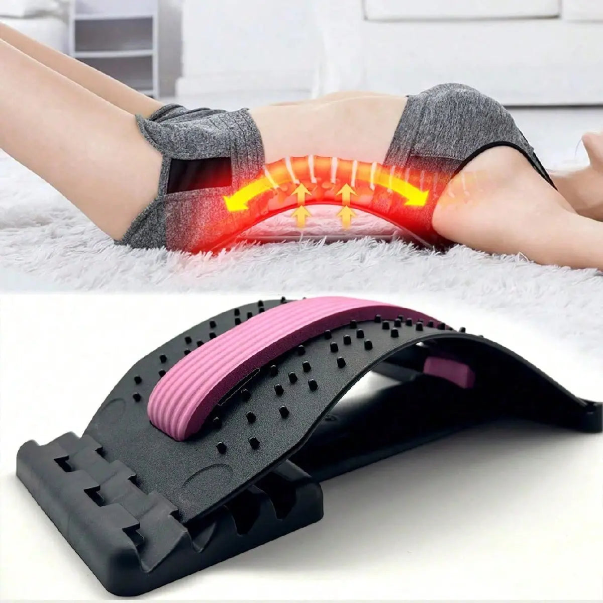 Back Stretcher for Lower Back Pain – Adjustable Lumbar Support, Spine Decompression & Posture Corrector