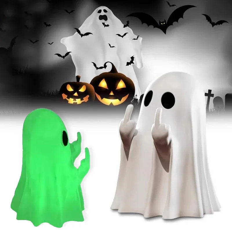 Funny Halloween Ghost Figurine – Spooky Resin Statue for Home & Party Décor