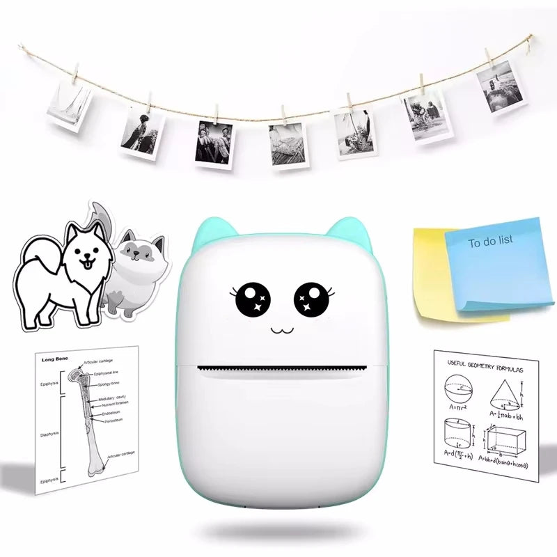 Portable thermal printer Inkless Sticker printer mini cat print photo pocket thermal label printer 58mm printing wireless Bluetooth Android iOS printers